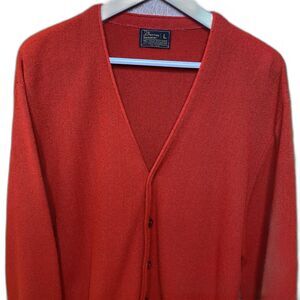 JCPenney V-Neck Cardigan Sweater 100% Acrylic Red Dad Grandpa Vintage Men's Sz L
